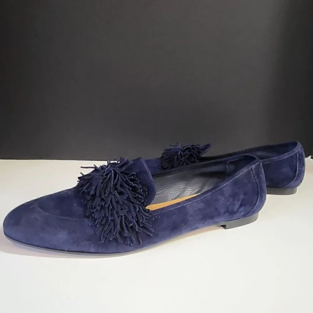 Aquazurra Firenze Navy Blue Suede Shoes
